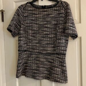 Ann Taylor Black and White Plaid Top